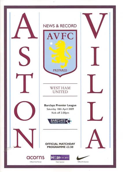 Aston Villa FC v West Ham United FC